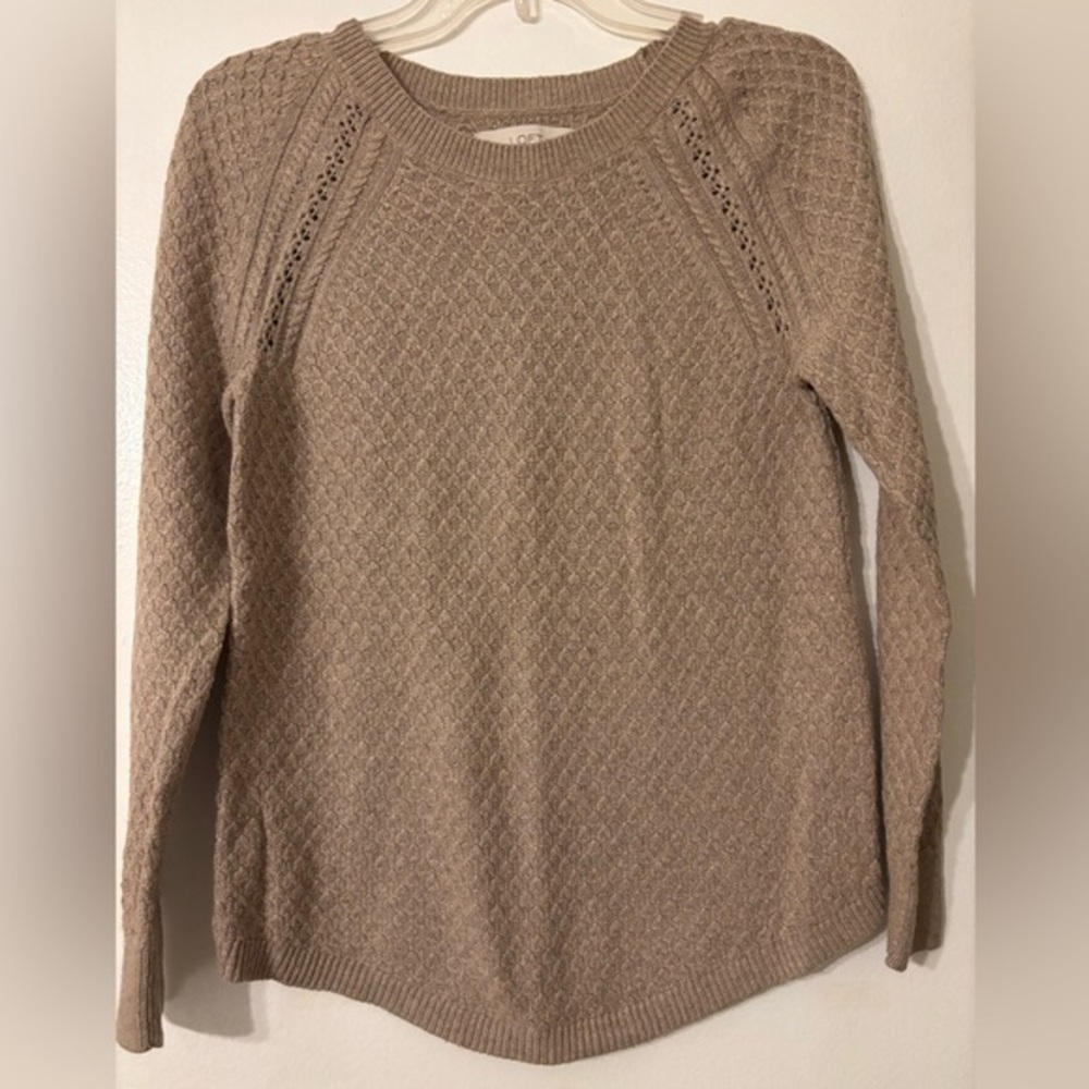 LOFT Women's Beige Crew Neck lightweight Sweater size small